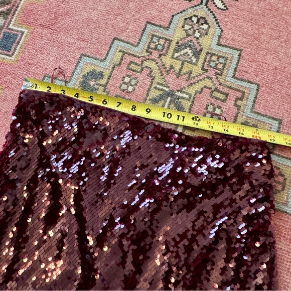 VINCE WOMENS A-LINE SEQUIN EMBELLISHED MID SKIRT SIZE LG IN GARNET - Picture 6 of 9